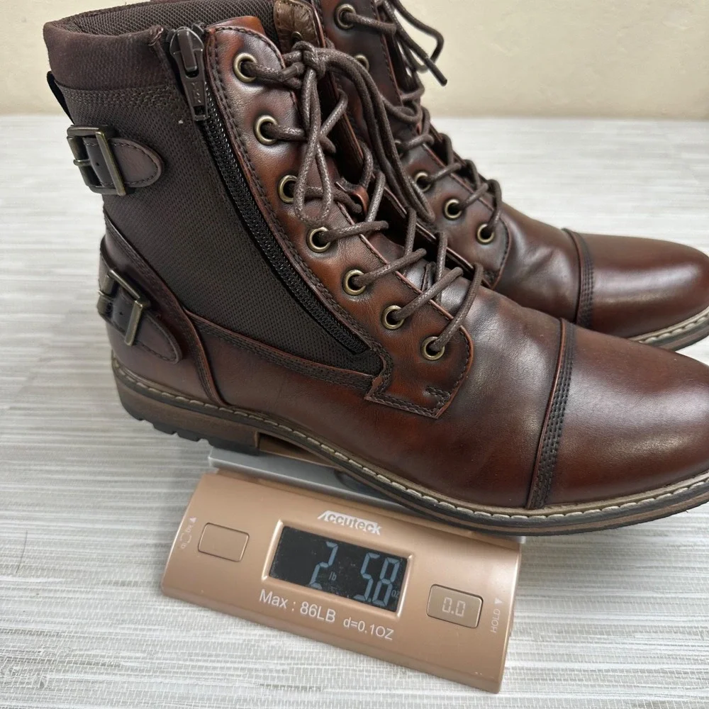 Mens Steampunk Dieselpunk Cosplay Costume Boots Size 10.5 Brown Zip Lace Buckles